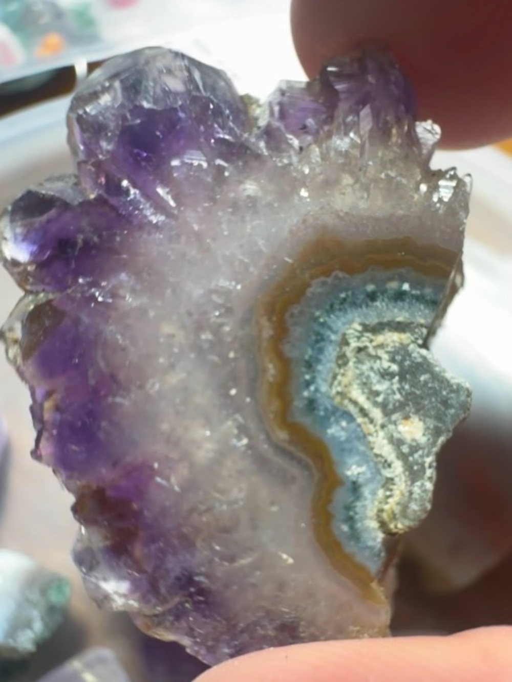 Natural Amethyst stalactite slice Resembling Native Chief